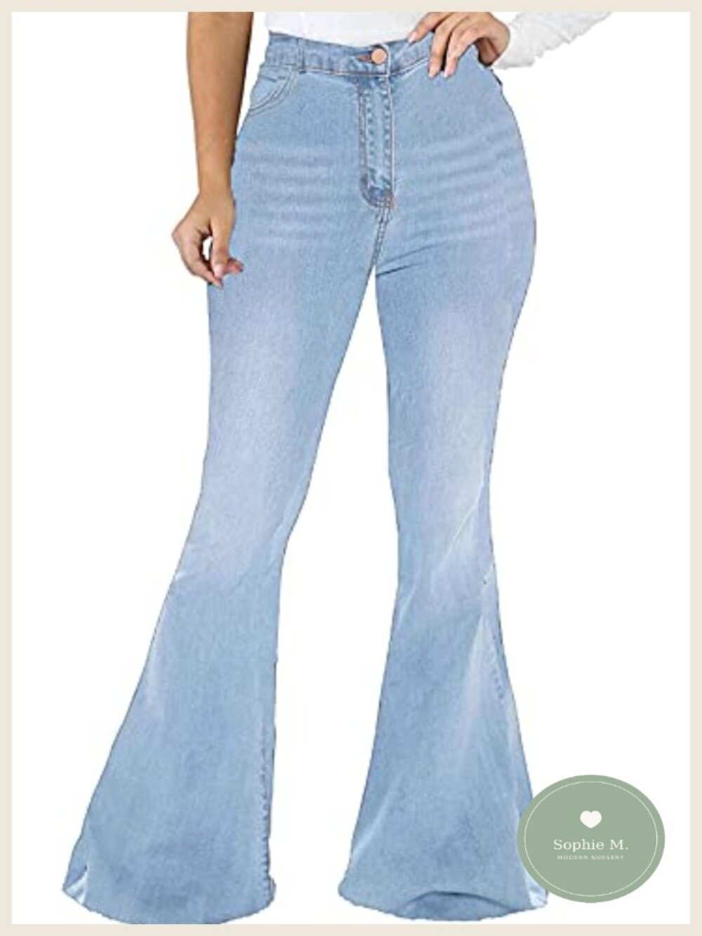 High Waisted Flared Ripped Jeans for Women, Distressed Bell Bottom Denim Pants